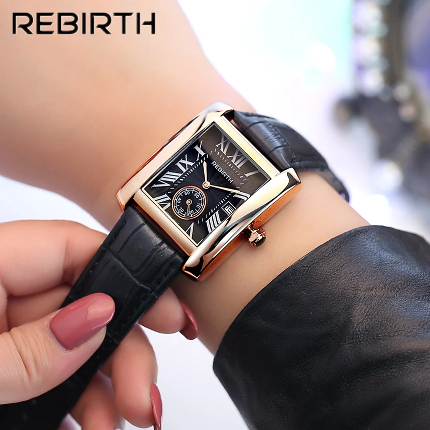 REBIRTH montre femme Роскошные модные женские часы квадратные водонепроницаемые