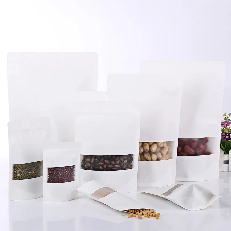 

Ferimo 100pcs Top grade frosted window white leather paper self-contained bag tea and food packaging storage bags