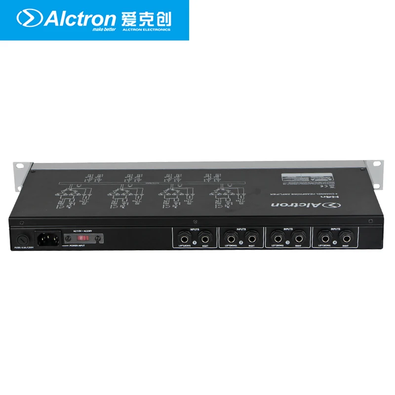 Alctron H4N высокой мощности 4 каналов усилитель для наушников стерео аудио наушники Предварительный усилитель и линии системы распределения