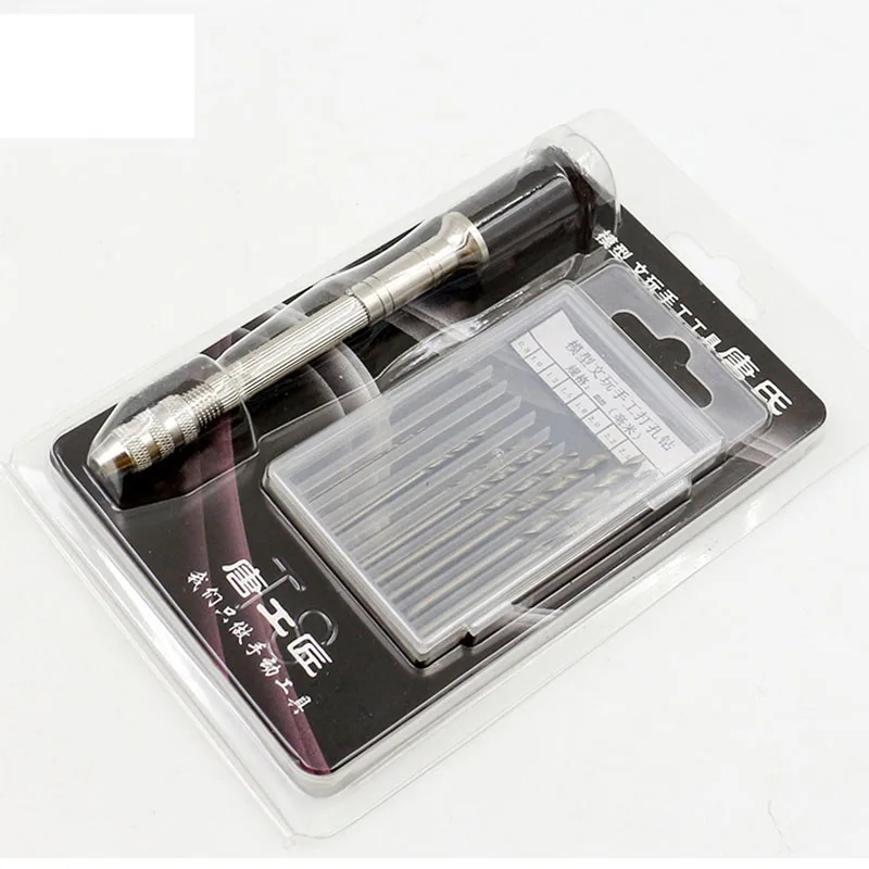 Ручная мини дрель с бесключевым патроном + 10 шт. сверла поворотные инструменты