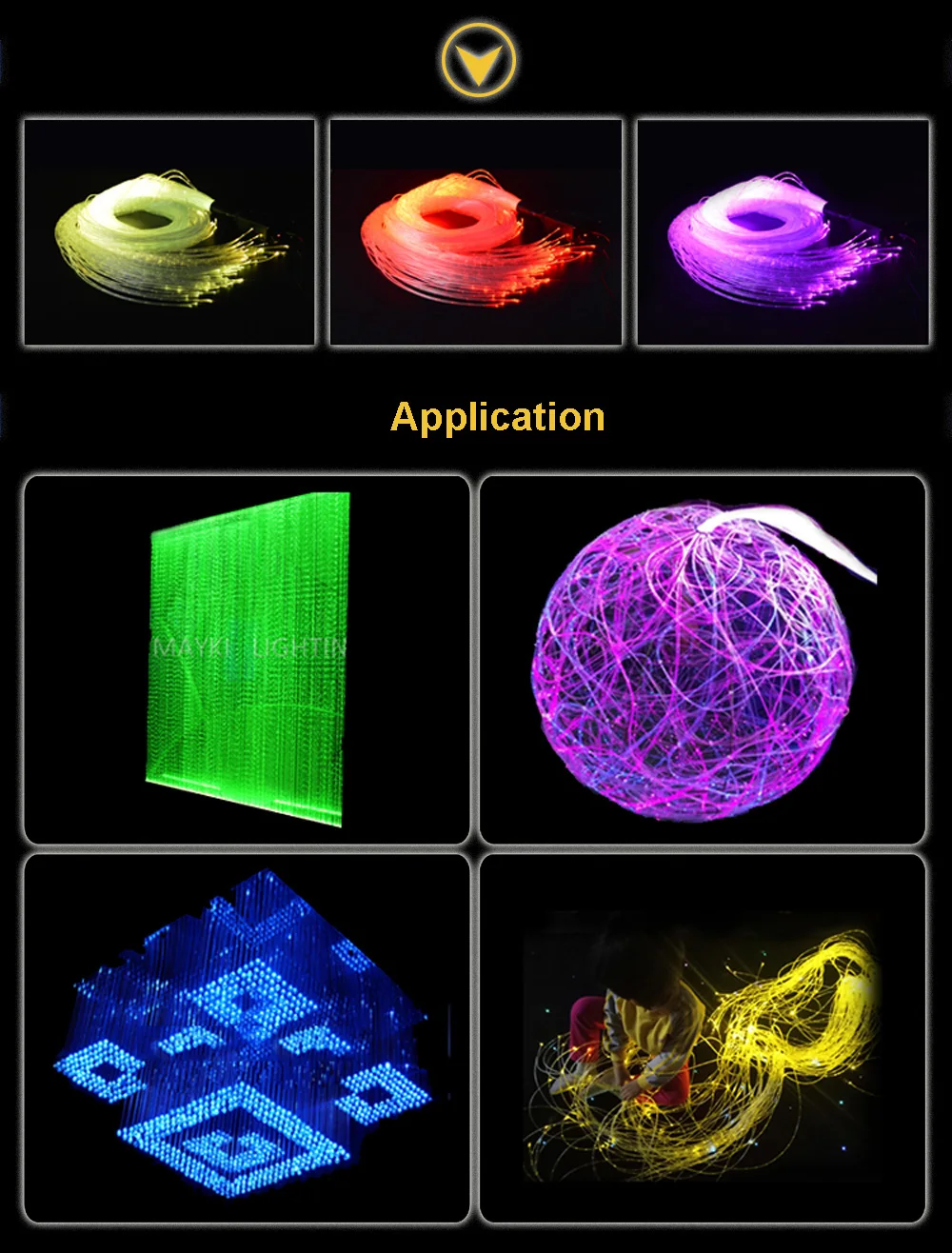 Maykit 7 шт. 0,75 мм PMMA многожильный волоконно-оптический кабель Блестящий светящийся светильник пластиковые оптики для занавесок люстра Senor Kid отель