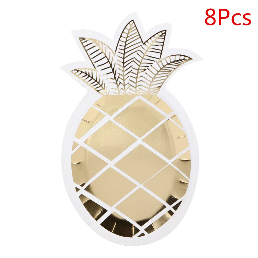 8Pcs Plates OurWarm фрукт Декор одноразовая посуда ананас Бумага пластин арбуз салфетки Гавайский Луан День рождения поставки - Цвет: 8Pcs Plates