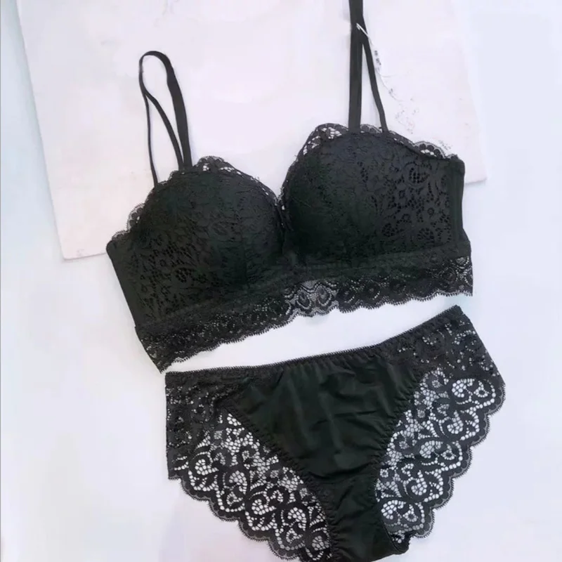 Женский бюстгальтер с трусиками кружевной комплект нижнего белья без косточек