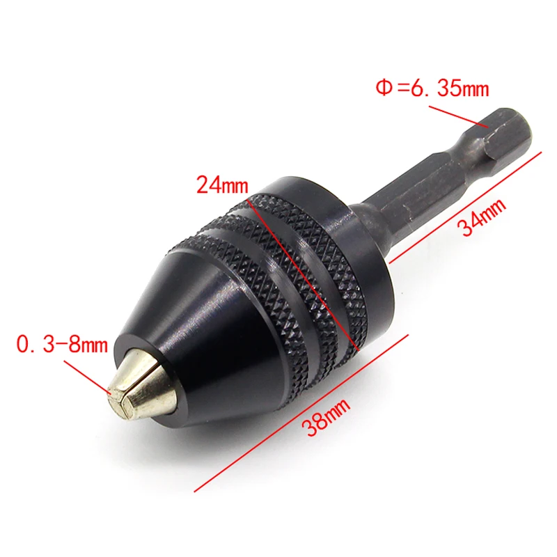 1 шт. 0 3 8 мм черный БЕСКЛЮЧЕВОЙ патрон для дрели адаптер ударного отвертки 1/4 дюйма