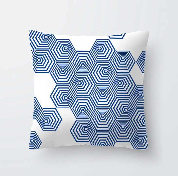 Королевский синий мягкий Бархатный Чехол для подушки с геометрическим рисунком