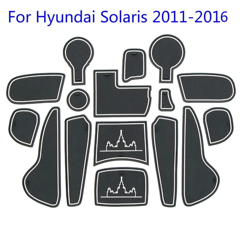 НОВОЕ качество 16 шт. / Компл. Коврик Двери Groove Для Hyundai Solaris Gate Cup слот колодки