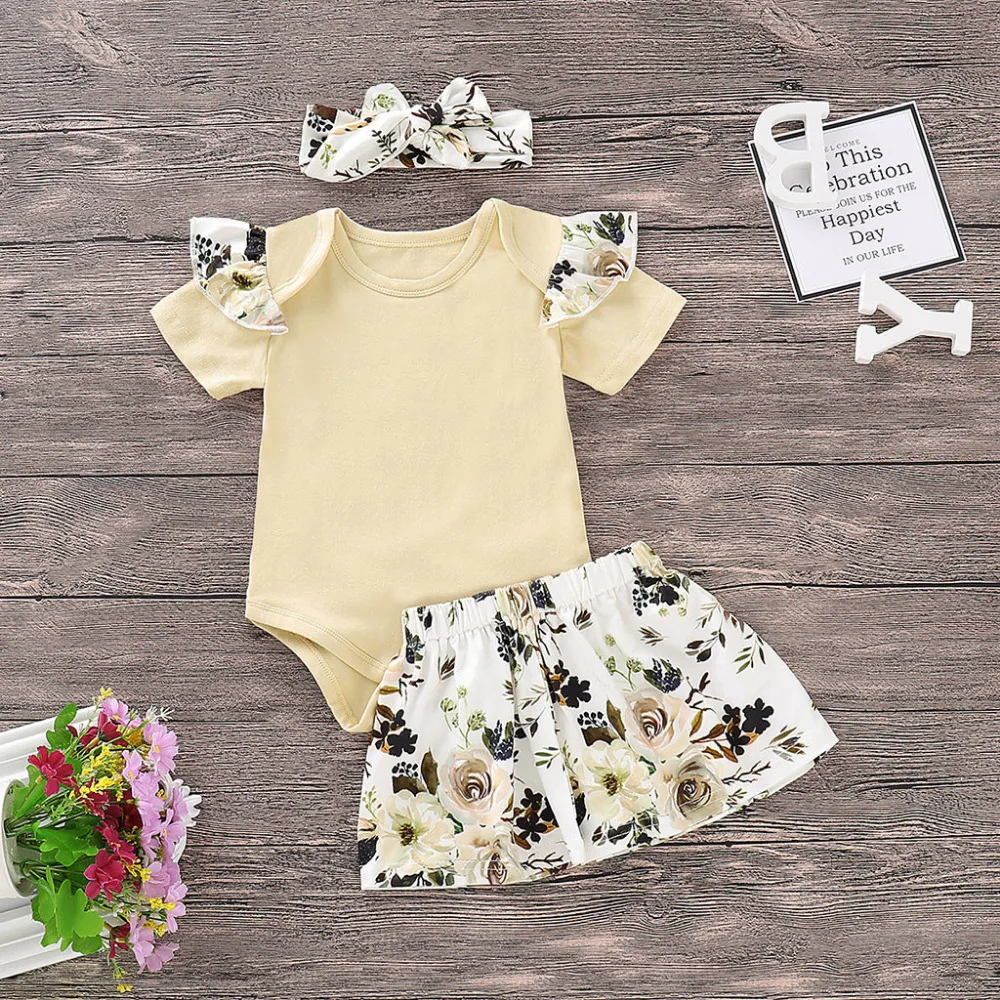 Новинка 2020 года красивая одежда для маленьких девочек Однотонный комбинезон с