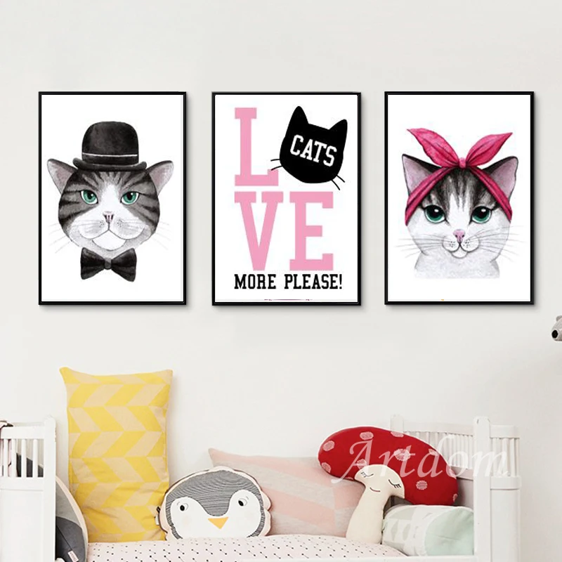 Artdom без рамки мультфильм кошка любовь холст живопись сладкий Детская стены