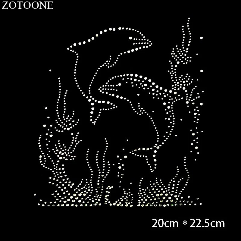 

ZOTOONE Strass Crystal Clear Iron on Hotfix Rhinestone Dolphin Applique for Clothes Decoration Motif Rhinestones for Needlework