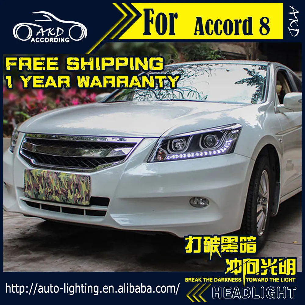 AKD автостайлинг фары для Honda Accord 2008 2012 светодиодный ные DRL H7 D2H Hid опция ангельский