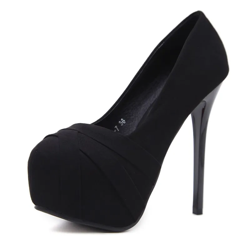 DEleventh 2018 new spring autumn thin high-heeled shoes sexy Round Toe Stiletto High heels platform pumps Black Apricot size 34 | Обувь