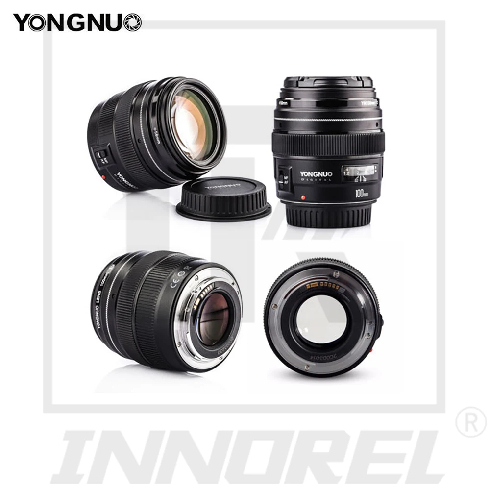 YONGNUO yn100мм F2 AF/MF Средний телеобъектив для камеры Canon EOS DSLR 100 мм фиксированный