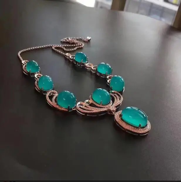 fine jewelry free shipping Amazonite set female Tianhe stone bracelet ring Earring Necklace 925 Silver band fluorescent no | Украшения и