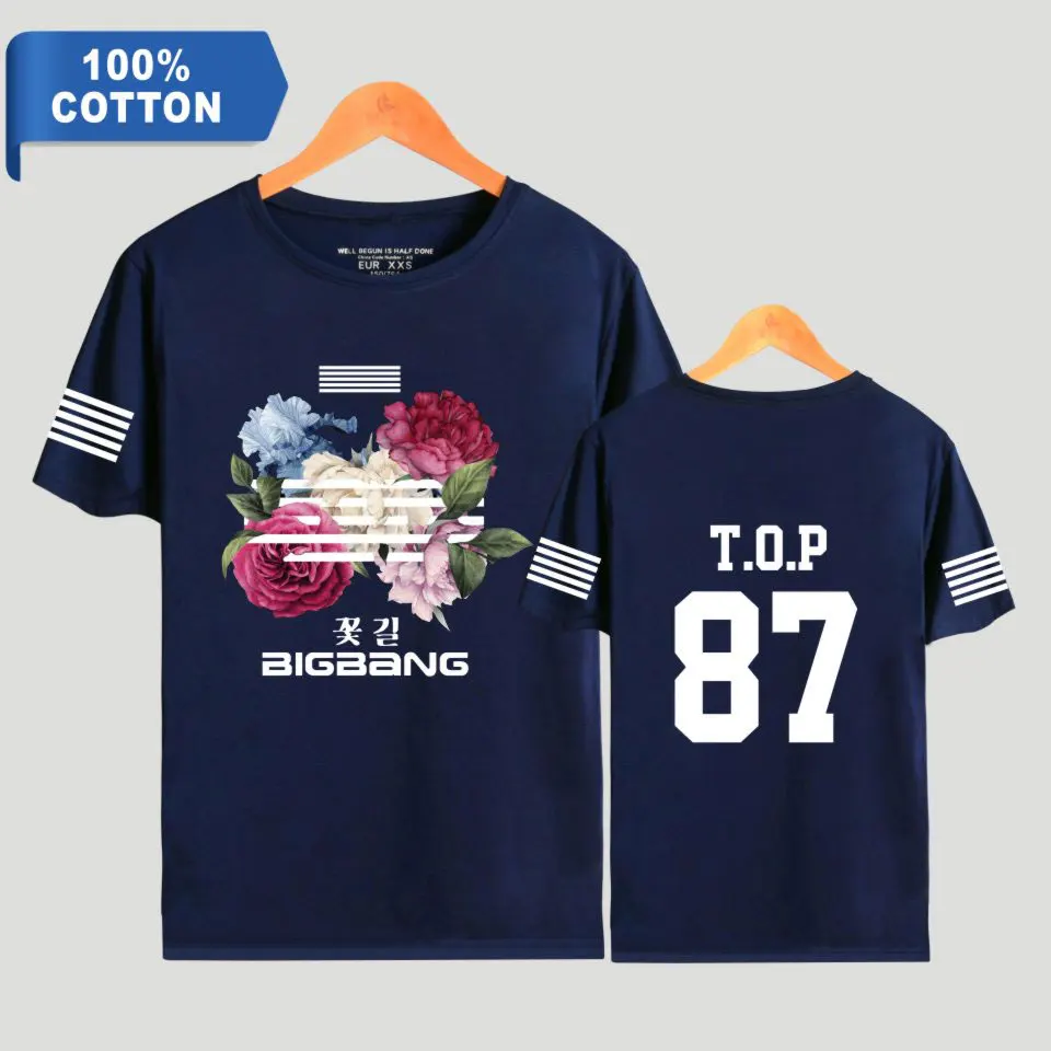 100% хлопок K Pop Корейская Цветочная дорога Bigbang Kpop футболка с коротким рукавом 2020