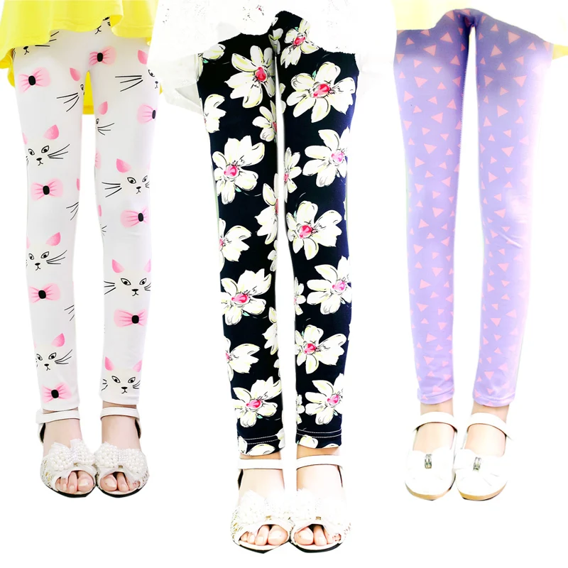 Осенние леггинсы для девочек Узкие брюки малышей Одежда Леггинсы с цветочным