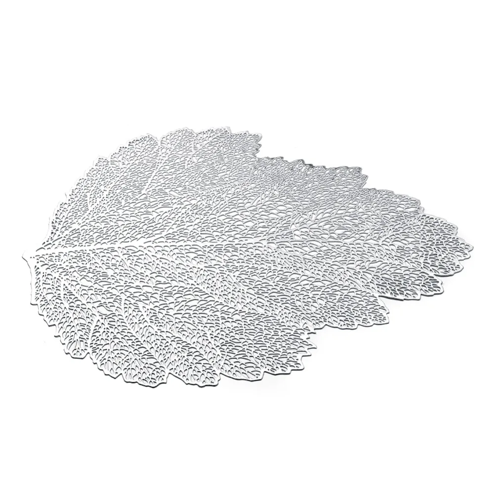 

PVC Placemat For Dining Table Mat Creative Simulation Plant Hollow Leaf Placemat Milk Coffee Cup Mats Home Desktop Decoration