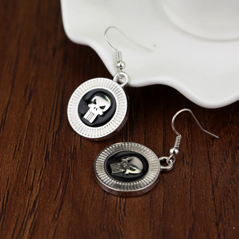 Панк Череп Каратель супергерой серьги для женщин Хэллоуин вечерние ювелирные