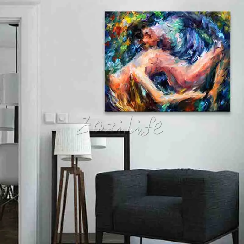 Обнаженная картина маслом для влюбленных сексуальное украшение на стену