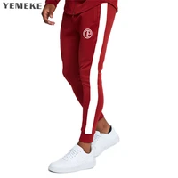 yemeke gyms men joggers casual men stitching sweatpants joggers pantalon homme trousers sporting clothing bodybuilding pants