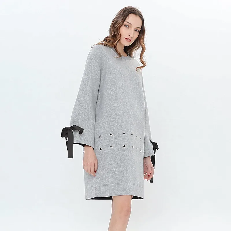 Платье Толстовка TWOTWINSTYLE с длинным рукавом на шнурках|Женские платья| |