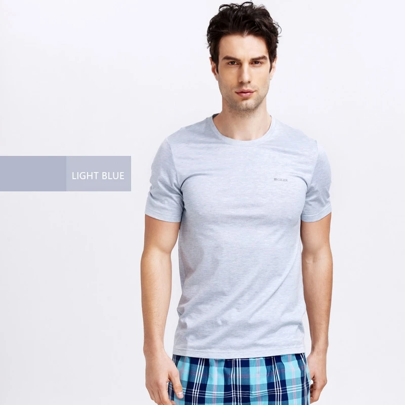 CILER Men Undershirt Tencel Cotton Bright Mercerize Solid Mens Tee Casual Clothing Sous Vetement T-shirt Gift | Мужская одежда