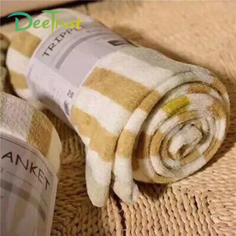 Полосатый полиэстеровый фланелевый бархатный плед для дивана покрывало