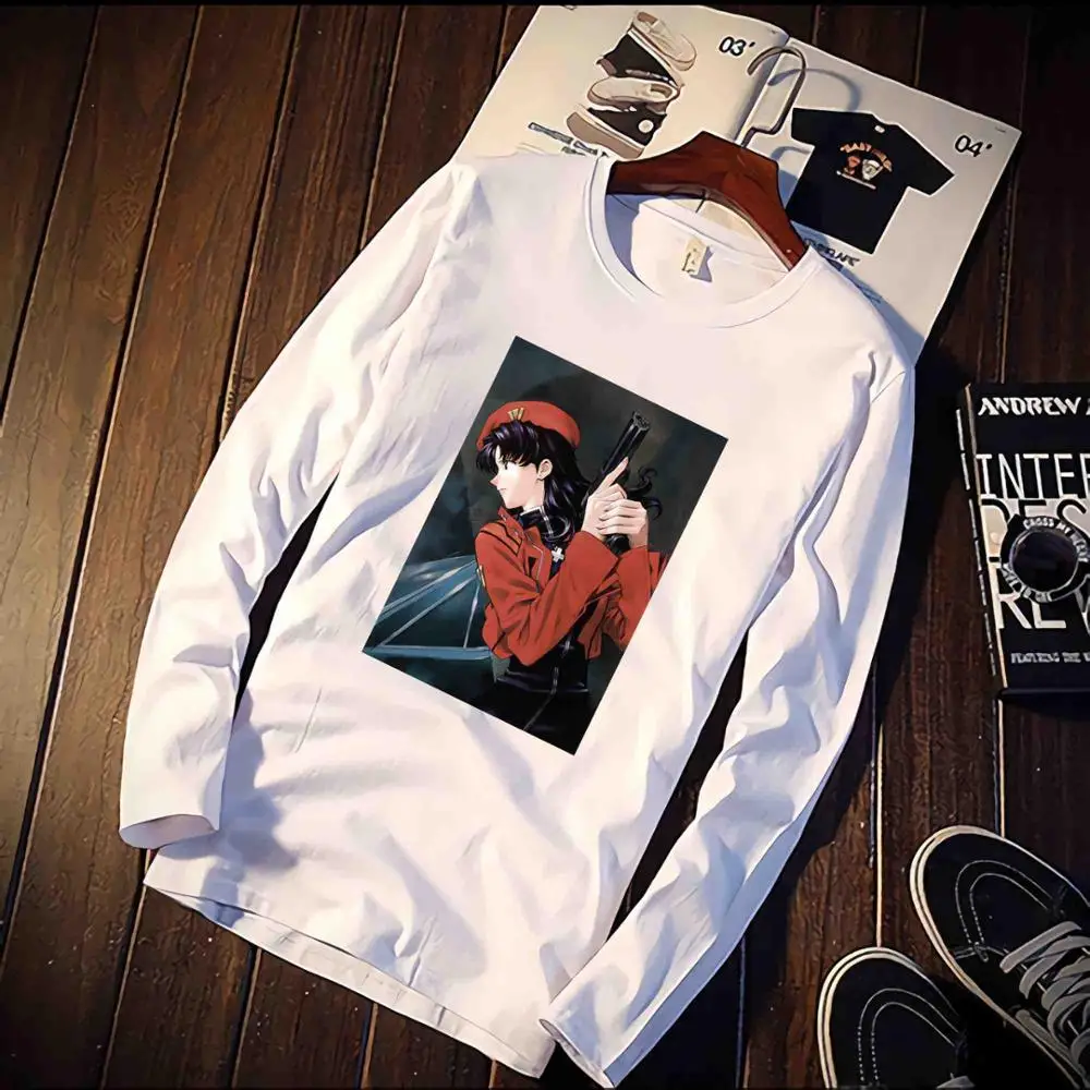 Футболка из чистого хлопка с принтом Evangelion, модные повседневные Топы И Футболки с длинными рукавами, брендовая одежда унисекс - Цвет: 9