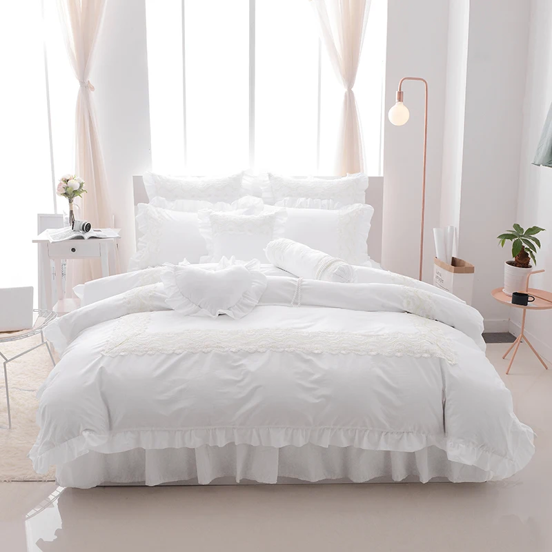 4/6/8 шт. Комплект постельного белья из натурального хлопка|bed linen set|bedding setlace bedding sets