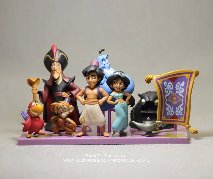Disney Aladdin Jasmine Princess 4-9cm 8pcs/set Action Figure Anime Mini Decoration PVC Collection Figurine Toys model children