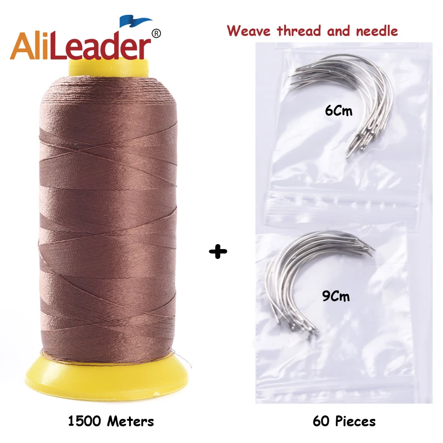Alileader 60Pcs C Type Needles 6Mm/9Mm With 1 Roll Black/Dark Brown/Medium Brown High Intensity Sewing Thread For Wigs Making | Шиньоны и