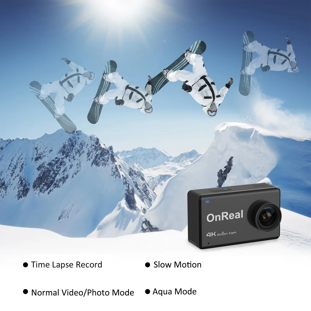 EIS Спортивная Экшн-камера OnReal B1+ 4K 6P стекло Рыбий глаз объектив NTK96660+ 2,45 дюймов экран+ Удаленный просмотр 4K Экшн-камера