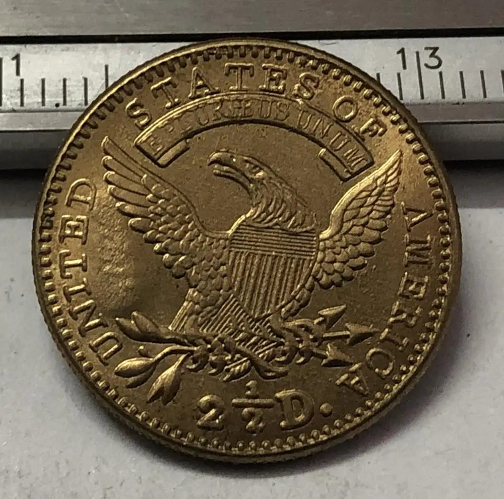 1825 США закрытый бюст $2 5 позолоченная КОПИЯ монета | Дом и сад