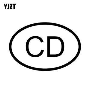 YJZT, 13,8 см * 9,3 см CD, код страны Конго, овальная Автомобильная наклейка, Виниловая наклейка, черный, серебристый цвет