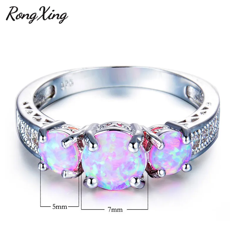 RongXing очаровательные круглые фиолетовые кольца с огненным опалом для женщин