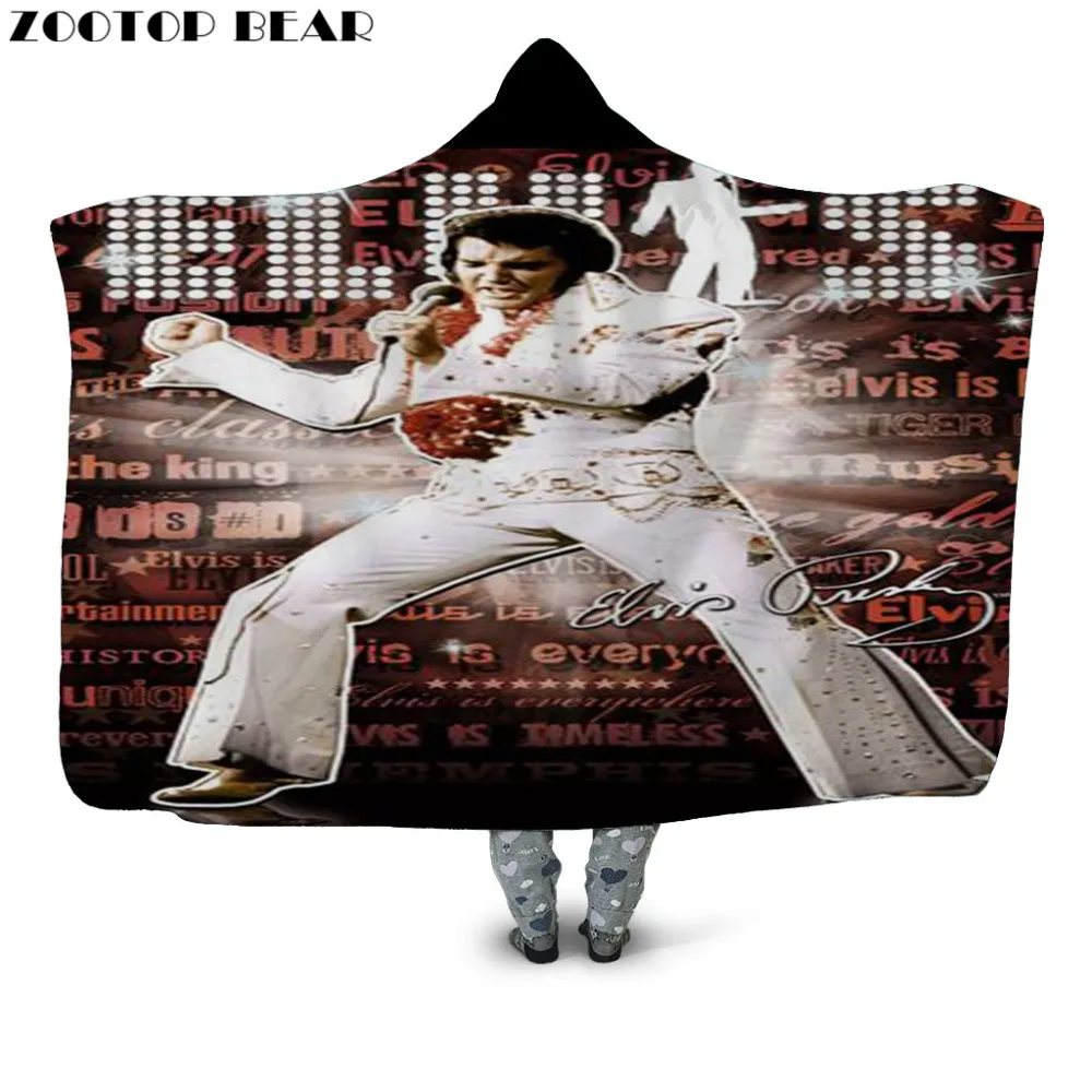 Одеяло с капюшоном и принтом король флисовое покрывало из микрофибры Elvis Presley на