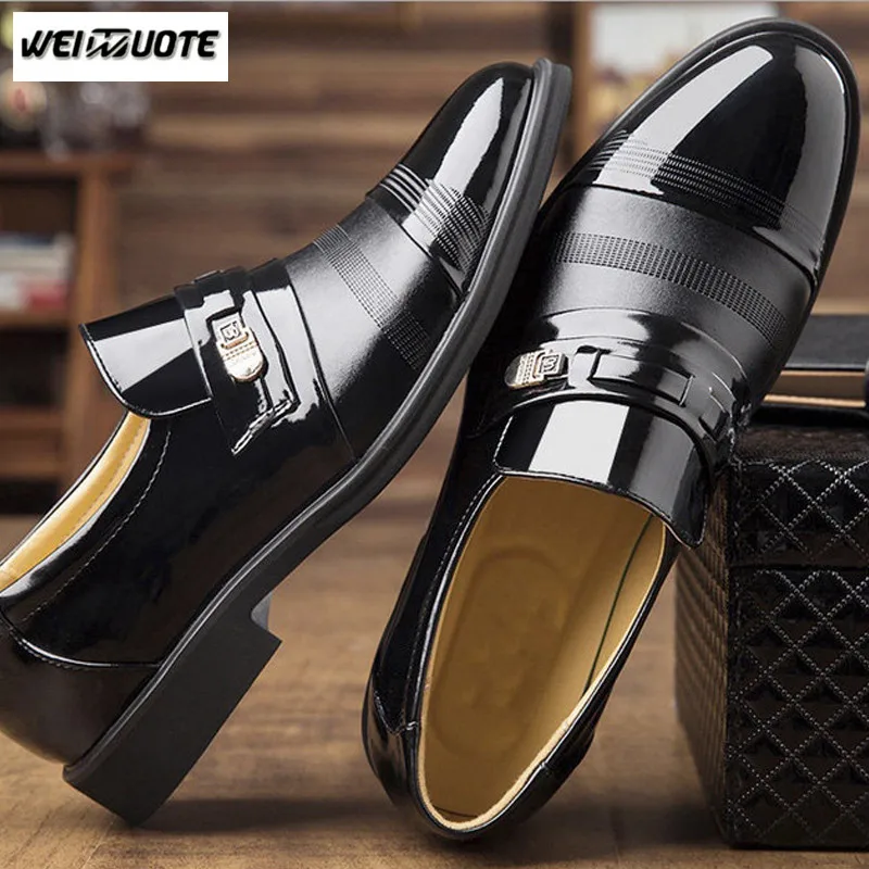 WEINUOTE Новая мода Англия Для мужчин Туфли без каблуков Повседневная кожаная обувь