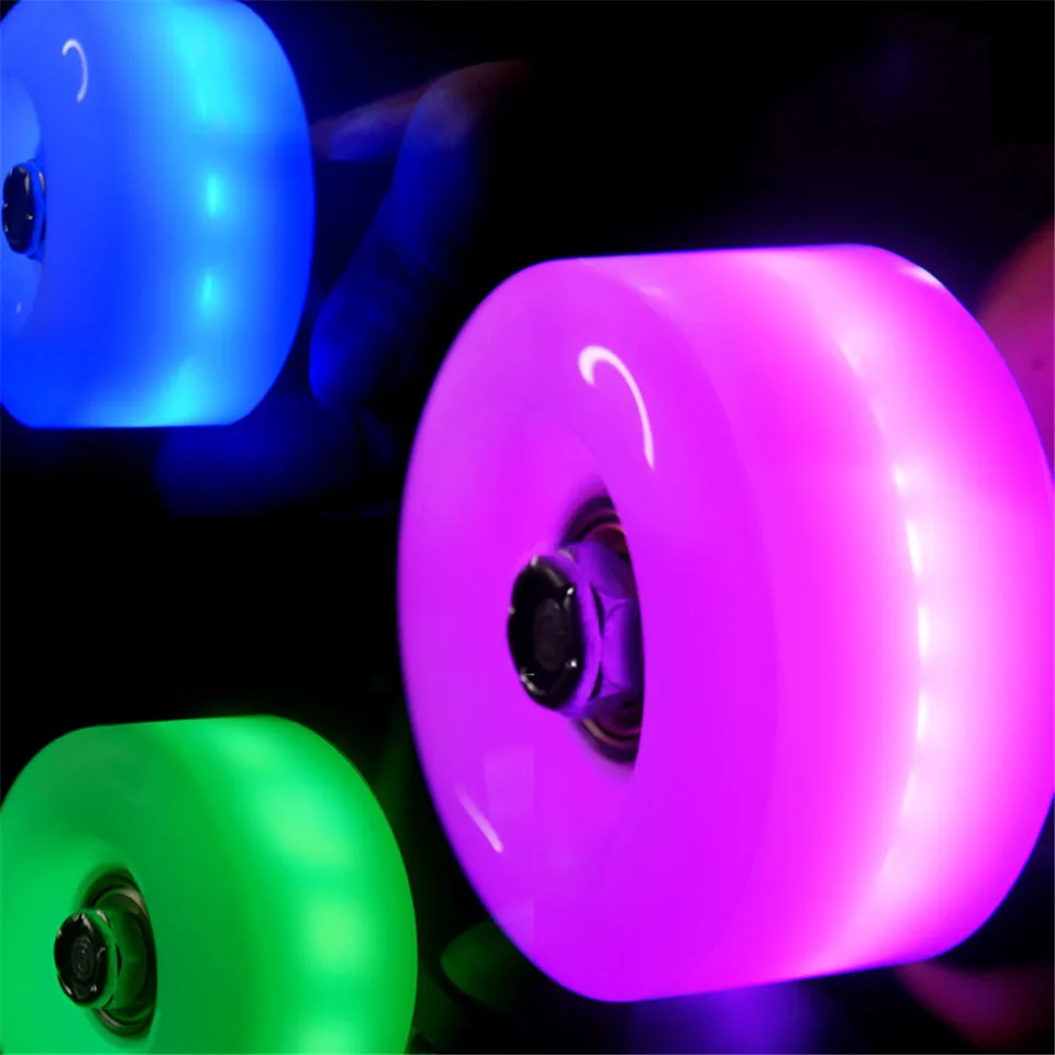 JK Led мигающие PU Двойные колеса для роликовых коньков 82A 32*58 мм Высокая эластичность Quad Роликовые коньки колеса с подшипниками магнитный сердечник LZ91