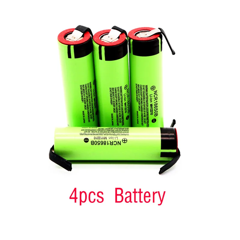 4pcs NCR18650B 3,7 v 3400 мАч литий-ионная аккумуляторная батарея подходит для цифрового фотоаппарата Panasonic фонарик и магазины типа "сделай сам", не содержит никель батарея - Цвет: 4pcs