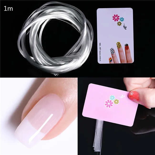 Length 1m 20 шт./кор. нейл-арта из стекловолокна для строительства УФ-гель белая шелковая ногтей быстрая наращивание ногтей формы акриловых Советы скребок маникюрный салон инструмент - Цвет: Length 1m