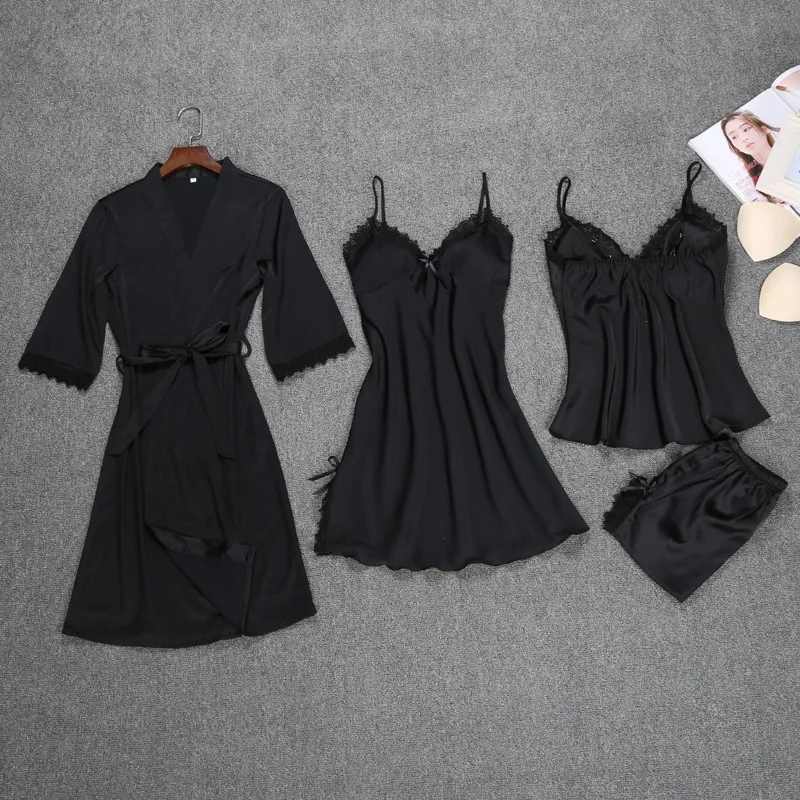 BEZL оптовая продажа сексуальное ночное белье 4 шт. шелковый халат летние женские