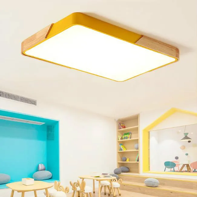 Скандинавский квадратный многоцветный светодиодный потолочный светильник из