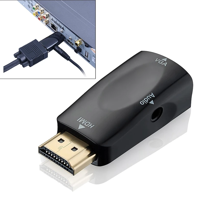 1080P HDMI Мужской к VGA Женский адаптер видео конвертер с аудио выходом N3 черный| |