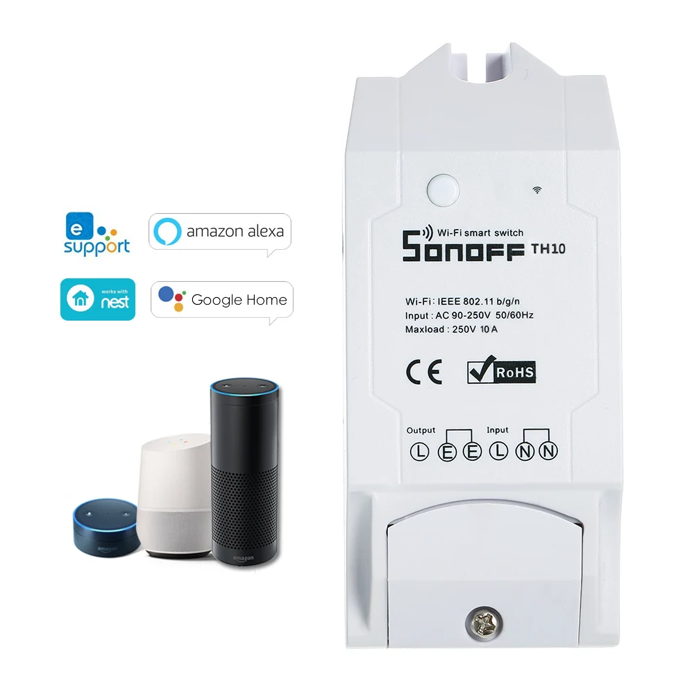 Умный Wi Fi переключатель SONOFF TH16 16 А/2200 Вт с мониторингом температуры и влажности