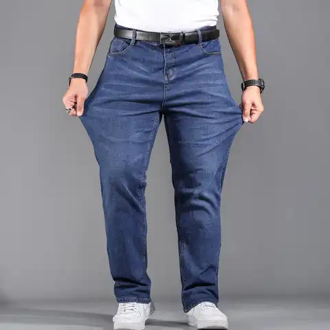 Джинсы мужские стрейчевые, 90% хлопок, прямые джинсы, известный бренд, большие размеры 29 - 44 46 48, весна 2019