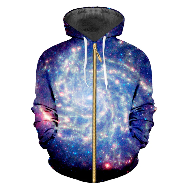 OGKB толстовка на молнии для мужчин популярный 3D пуловер принт звездное небо плюс