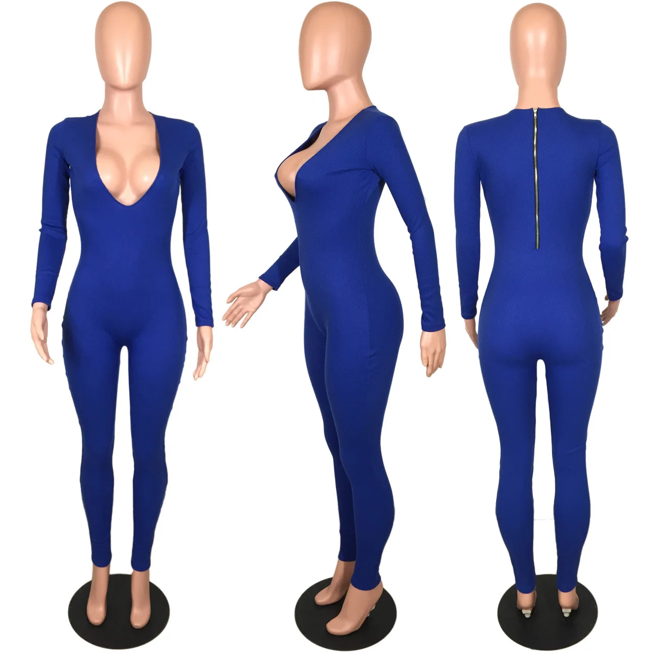 Fashionable Solid Long Sleeve Round Collar Bodysuit Sexy Wrapped Chest Elegant Jumpsuits for Women Free Shipping |