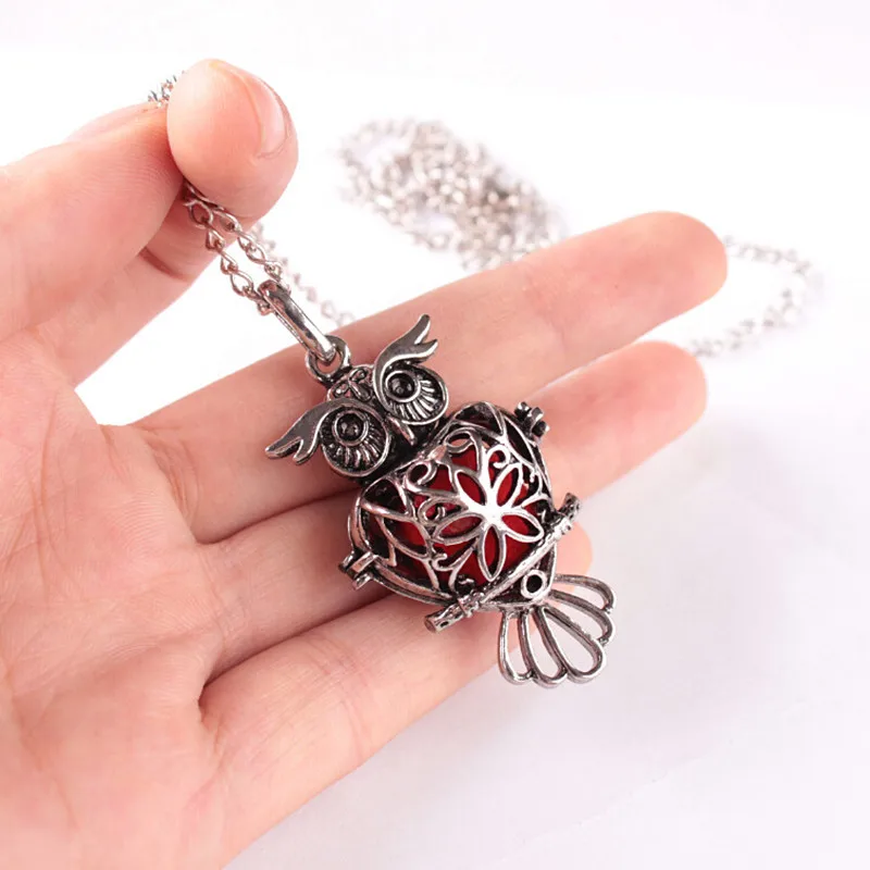 Fashion Alloy Hollow Owl Pendant Aromatherapy Diffuser Necklace Long Sweater Chain Women/Mens Jewelry | Украшения и аксессуары