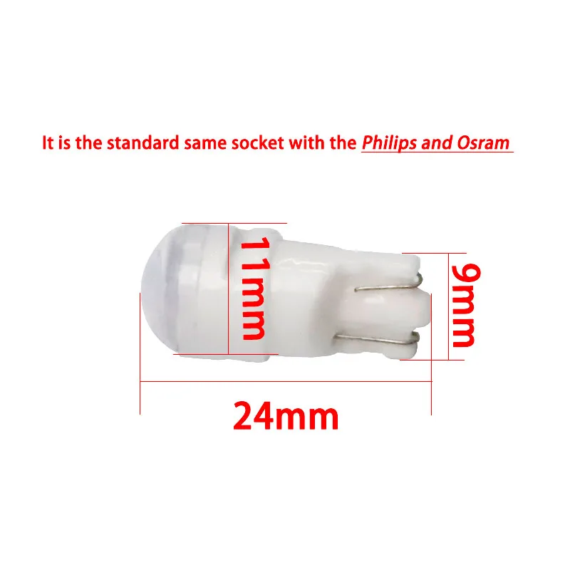 10pcs T10 standard Original Wedge ceramics 3 SMD 2835 LED 20MA Roman column spot W5W 194 501 Interior light Parking Lamp | Автомобили и