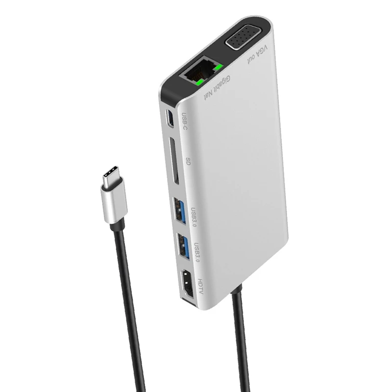 Преобразователь типа C в Hdmi Vga Usbc Rj45 Lan 4K 2Usb 3 0 Sd слот для карт 8 1 Type док адаптер