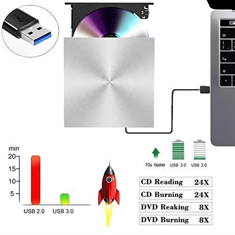 USB 3 0 DVD привод CD RW RAM горелка оптический внешний диск ROM плеер для ноутбука